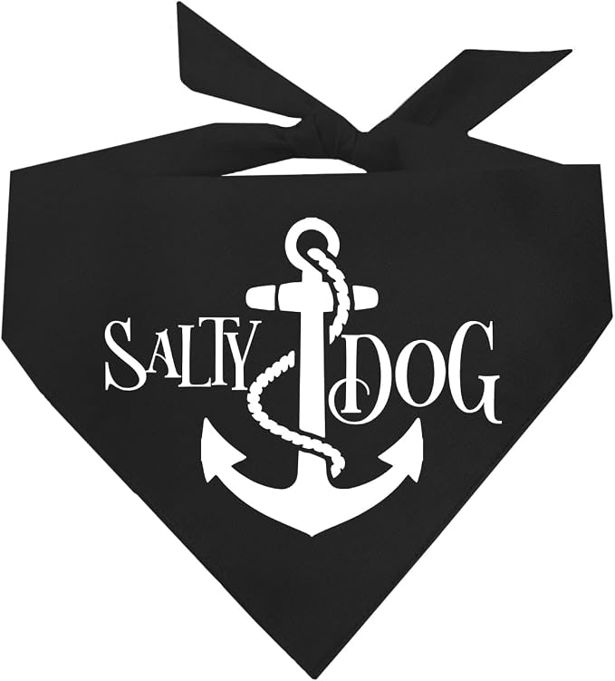 Salty Dog Dog Bandana 100% Cotton Adjustable Triangle Summer Vacation Beach Pool | Black, X-Small (100)