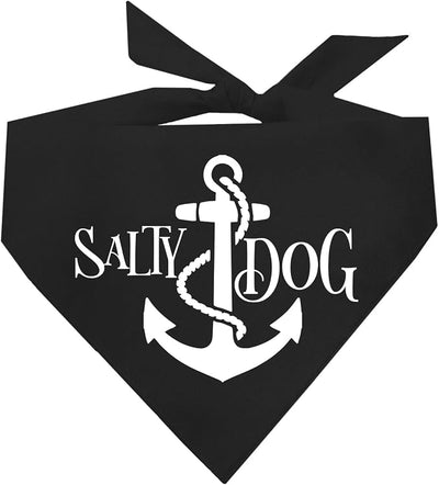 Salty Dog Dog Bandana 100% Cotton Adjustable Triangle Summer Vacation Beach Pool | Black, One Size (100)