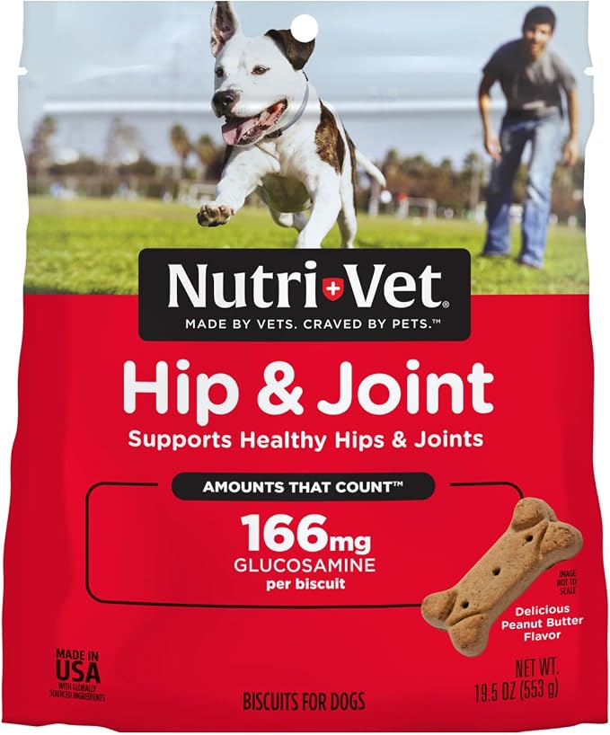 Hip & Joint Biscuits for Dogs, Tasty Glucosamine Treat, Puppy Supplements, Dog Joint Supplement, Small Sized Biscuit with 166mg Glucosamine, Puppy Essentials, Peanut Butter Flavor, 16 oz