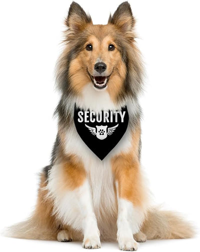 Black Security Dog Bandana - Triangle Scarf for Large Dogs (L), Gift for Dog Lovers