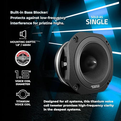 DS18 PRO-TW750CN-8 4" Super Bullet Tweeter with 1.5" Titanium Voice Coil, Neodymium Magnet, 440 Watts Peak Power, Single
