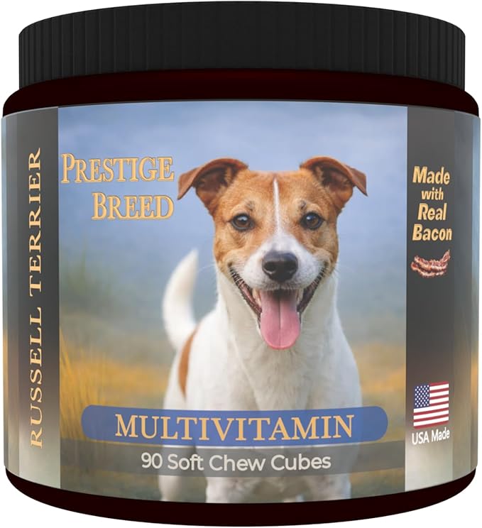 Russell Terrier Multivitamins, 90 Count, Made in the USA with Real Bacon.