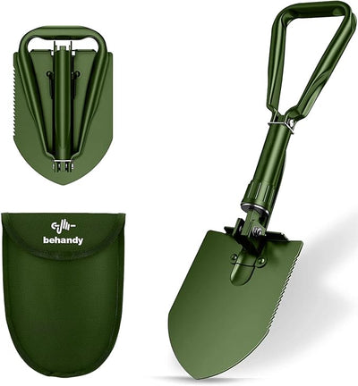 18.5" Folding Shovel, Tri-Fold Collapsible Shovel for Car, Camping Shovel, Military Entrenching Tool for Gardening, Camping, Digging Dirt, Sand, Snow, Off Road, Portable Car Emergency kit