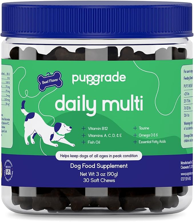 Daily Multivitamin for Dogs – All-in-One Supplement with Omega Fish Oil, Vitamins A, C, D, E & B Complex for Everyday Health – 30 Soft Chews