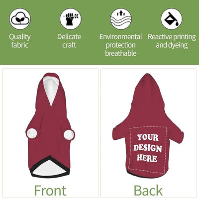 Personalized Dog Hoodie, Custom Dog Costumes for Small Dogs, Holiday Happy Dog Clothes Football Pet Shirt Sweater with Name Number for Girl/Boy Cats/Kitten, Wine, XS