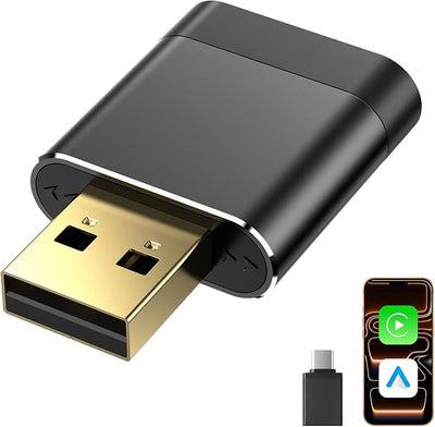 Wireless CarPlay Adapter for iPhone, Wired-to-Wireless Dongle, Bluetooth 5.4 & 5G WiFi, Gold-Plated USB-A/USB-C, Stable Low-Lag Connection, Mini Plug & Play, Fits 2016+ OEM Wired Car Play