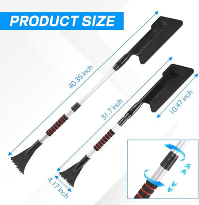 wuyaoyao 2-in-1 Snow Brush & Ice Scraper, 32"–40" Extendable Ice Scrapers for Car Windshield Window, EVA & ABS Detachable Snow Removal Tool with Foam Grip for Cars Trucks SUVs, Winter Car Accessories