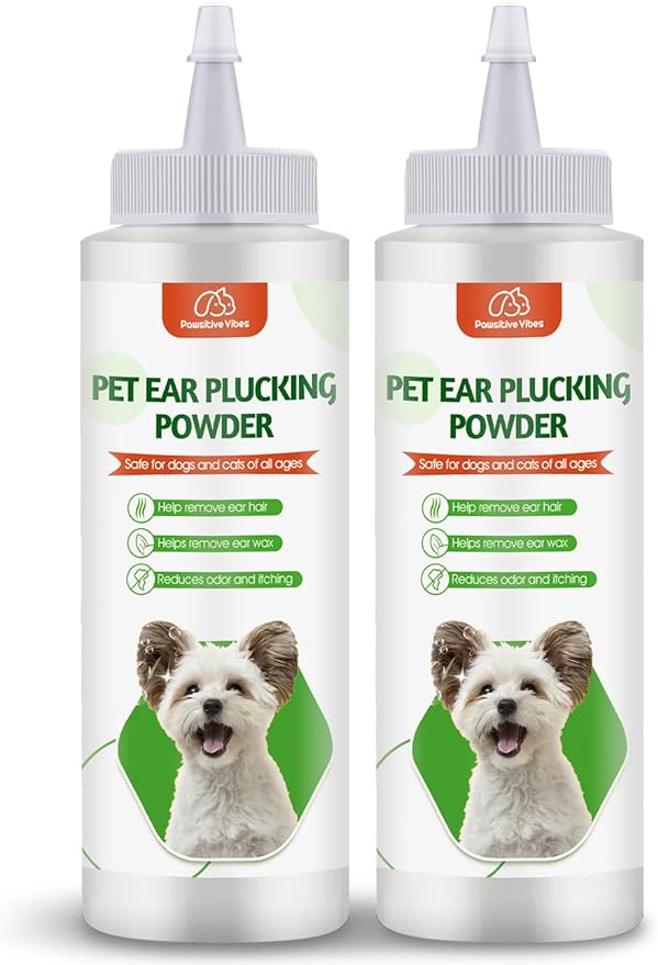 Dog Ear Powder Set, Dog Ear Powder for Hair Removal 30g, Dog Ear Infection Treatment, Removing Earwax and Odour, Relief of Itching. (Greener 2 pcs)