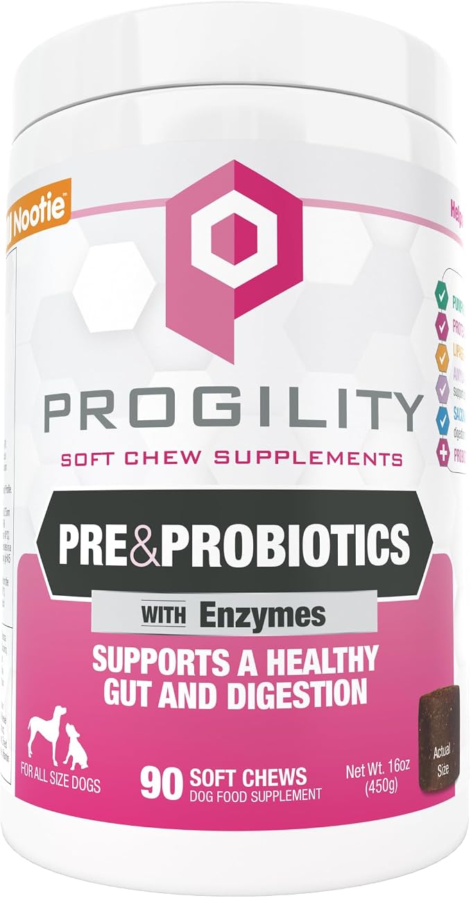 Progility Pre & Probiotic Supplement, Digestive Aid Supplement for Dogs, 90 Soft Chews per Container
