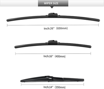 Front and Rear Windshield Wipers for Toyota Venza 2009-2015 | Quiet and Streak-Free Front and Back Wiper Blades Assembly All-Season OEM Automotive Replacement Accessories
