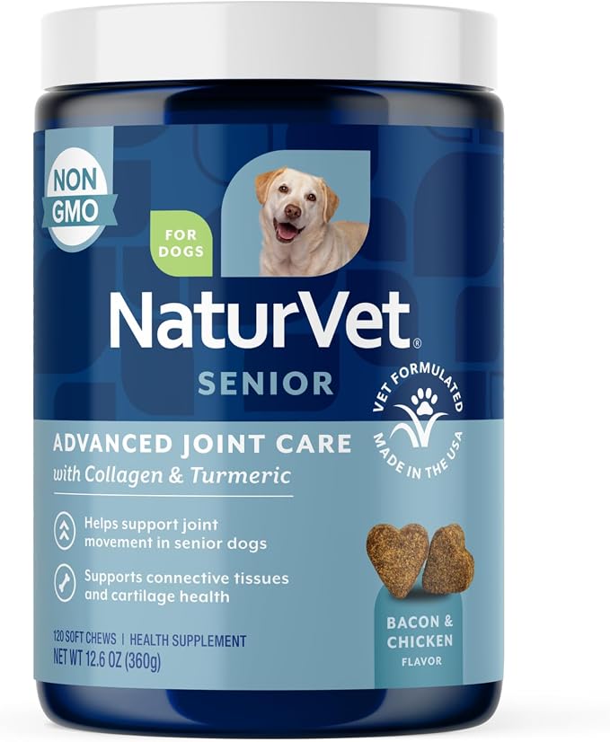 Senior Advanced Joint Health Dog Supplement – Includes Glucosamine, MSM, Chondroitin, Collagen – Helps Supports Canine Joint Health Function – 120 Ct. Soft Chews