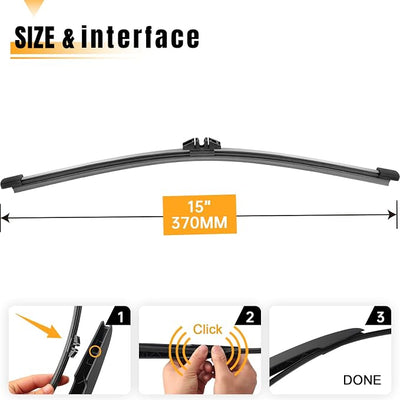 AUTOBOO 15 Inch Rear Windshield Wiper Blade Replacement for Ford Edge 2015-2023,BMW X5 2007-2013, Volvo XC90 2016-2023 -Original Factory Quality OE:FT4Z17526A 31349857 (Pack of 1)