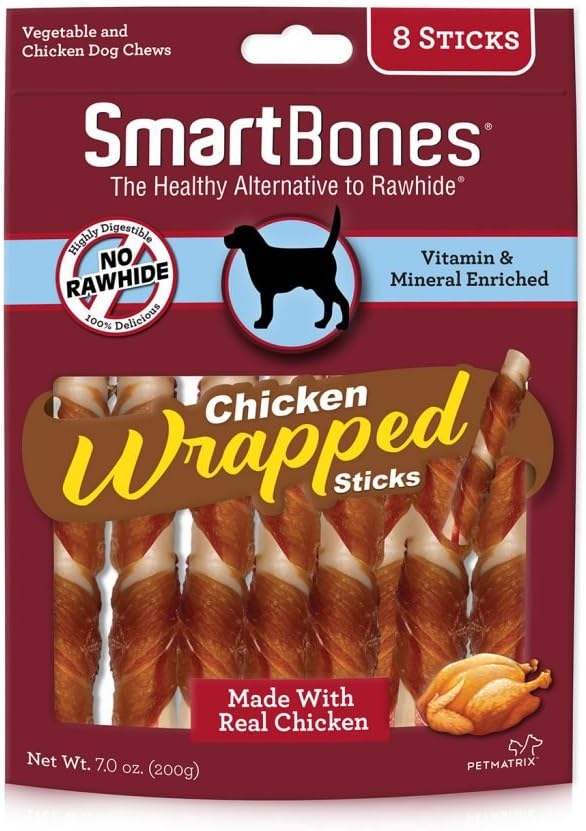 Chicken-Wrapped Sticks, Treat Your Dog to a Rawhide-Free Chew Made with Real Chicken and Vegetables