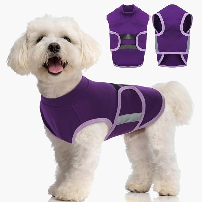 Dog Anxiety Relief Coat,Comfort Anxiety Vest for Dogs,Adjustable Dog Anxiety Calming Wrap for Fireworks,Thunderstorms,Travel,Separation,Anxiety Jacket for Medium Dogs,M, Purple
