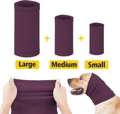 No Shake Ear Wraps for Dogs,Soft Dog Calming Hoodie Dog Ear Cover Ear Muffs for Anxiety,Grooming,Bathing,Swim,Noise Protection Quiet Ear for Dogs,Purple S