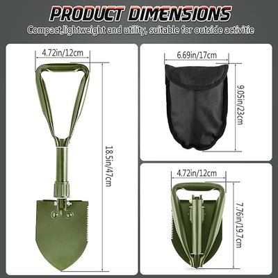 Digging Shovel, 18.5'' Lightweight Camping Shovel Portable High Carbon Steel Folding Mini Trowels for Outdoor Camping Backpacking Hiking Car Emergency Home Garden(Olive)