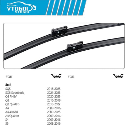 OEM Windshield Wiper Blades Replacement for Audi Q3 2015-2018 SQ5 2018-2025 A4 2009-2016 S4 S5 2008-2016,All Weather Original Factory Quality Front & Rear Wipers Set 24"+20"+15" (Pack of 3)