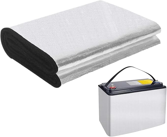 Car Battery Insulation Blanket,Battery Insulation Wrap,102×18×0.3cm Aluminum Foil Fireproof Cotton Car Battery Thermal Protection Wrap Fireproof Mat for Extreme Hot Cold Weather Protector for Vehicle
