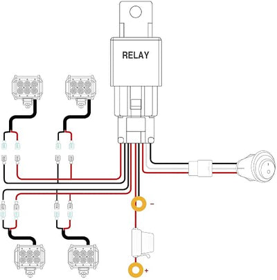 Nilight Led Light Bar Wiring Harness Kit 16AWG 12V On Off Waterproof Switch Power Relay Blade Fuse-4 Leads