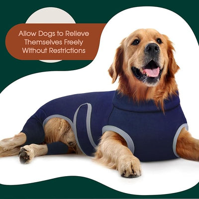 Kuoser Dog Surgery Recovery Suit, Professional Dog Surgical Suit for Back Legs, Soft Dogs Recovery Sleeve to Prevent Licking Biting Wounds, Dogs Onesie After Surgery Elbow Protector, Blue M