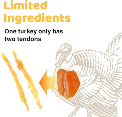 iPaw Turkey Tendon for Dogs 10 Packs/Box Bulk Pack, SQF Certified Human Grade Dog Treat, Single Protein, Hypoallergenic, Rawhide Alternative Dog Treats