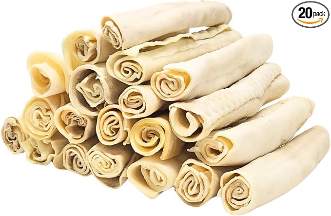 8-9 Inch Large Rawhide Dog Chew Rolls (20 Pack) - Made from Grass Fed Cows - Great for Dental & Oral Care for Aggressive Chewers Large Dogs, Single Ingredient Treat