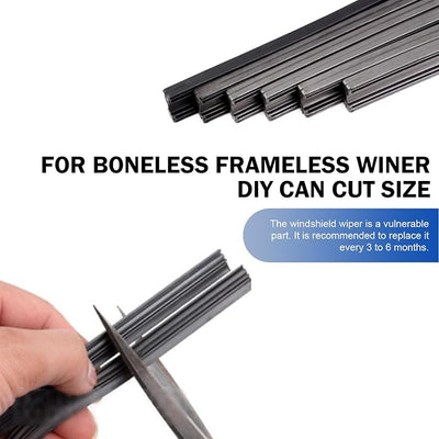 4 PCS Windshield Wiper Blade, Windshield Wiper Silent and Scratch-free Boneless Rubber Strip, 28" Cuttable Frameless Flexible Fit Wiper Strip, for Most Cars Repair Replacement (Black)