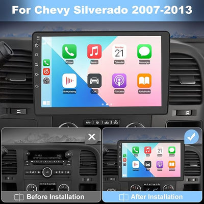 Junsun Car Radio Stereo for Chevy Chevrolet Silverado 2007 2008 2009 2010 2011 2012 2013 GMC Sierra Yukon with Wireless CarPlay Android Auto Bluetooth Backup Camera