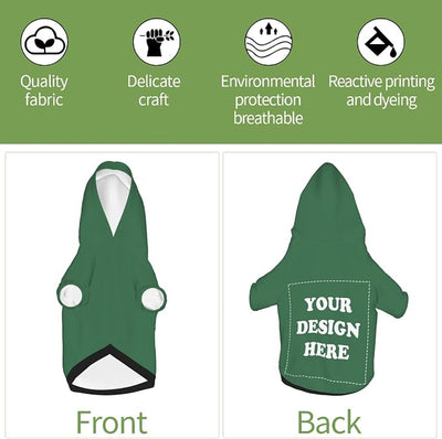 Personalized Dog Hoodie, Custom Dog Costumes for Small Dogs, Holiday Happy Dog Clothes Football Pet Shirt Sweater with Name Number for Girl/Boy Cats/Kitten, Green, S