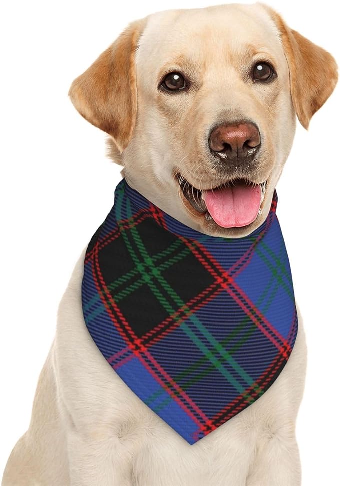 Scots Style Tartan Plaid Green Blue Dog Bandana Scarf Triangle Bibs Pet Accessories Cat Kerchief