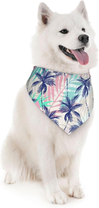 Palm Tree Tropical Pink Summer Tropical Dog Bandana Scarf Triangle Bibs Pet Accessories Cat Kerchief