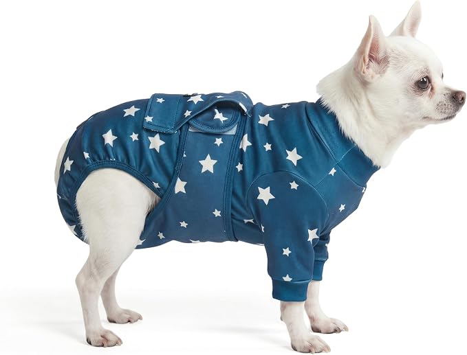 Spark Paws Dog Surgery Recovery Suit – Dog Recovery Suit After Surgery, Anti-Lick Dog Onesie, Abdominal Wound Protector, Soft Cone Alternative for Spay Neuter Male Female Pet Recovery - Stars - S