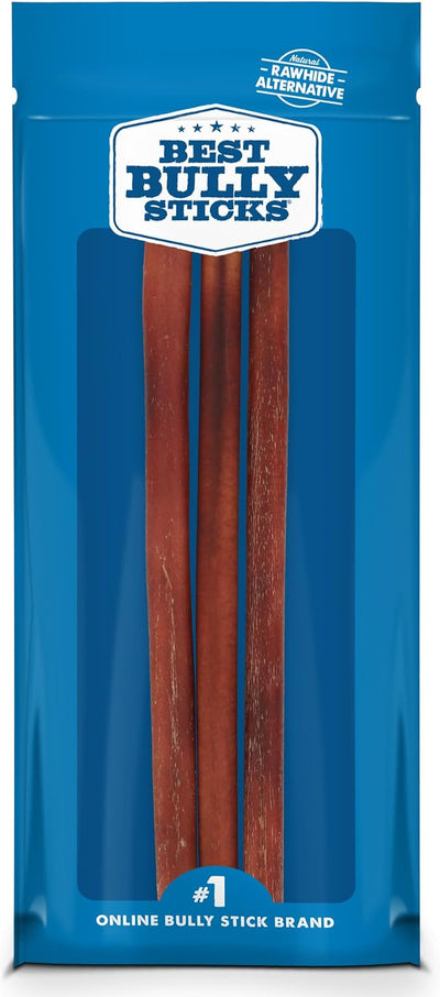 Best Bully Sticks 12 Inch Bully Sticks for Dogs - 3 Count (Pack of 1) - Natural, Easily Digestible, Grass-Fed Beef, Grain and Rawhide Free - Trial Size