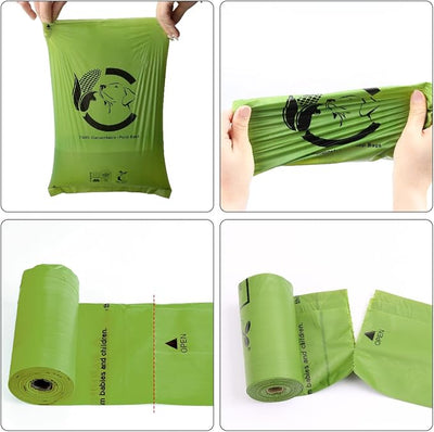 Certified Compostable Dog Poop Bags, 120 Count Landfill Friendly and Leakproof Waste Bags, Easy Open Unscented Forest Green Poop Bag for Dog, 15 Doggy Bags Per Roll (8 rolls)