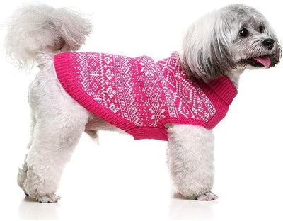 HOMIMP Dog Sweater Argyle - Warm Winter Clothes Puppy Soft Coat, Ugly Dog Sweater for Small Medium and Large Dogs, Pet Clothing Boy Girl, Pink 2XL