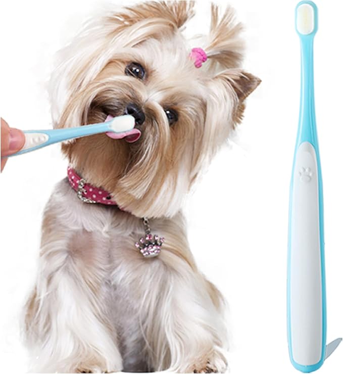 Small Dog Toothbrush, Cat & Puppy Tooth Brushing Kit, Ultra Soft & Mini Head Teeth Brush for Kitten & Tiny Pet, Doggy Toothbrushes Deep Dental Cleaning, 1 PCS - Pink Color