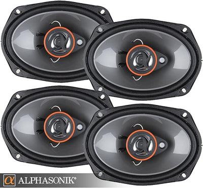 Alphasonik AS268P Loudspeakers 2 Pairs of 6X8 350W Max 3-Way Speakers 4 Ohms Premium Quality Audio Door Speakers for Car or Truck Stereo Sound System