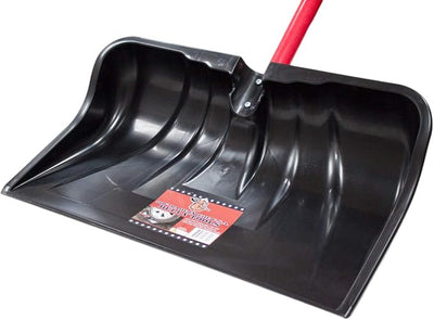 Bully Tools 22" Combo Snow Shovel Pusher Fiberglass Handle, Made in USA | Top-grade poly; head 12.75"x22"x4.5"; 56" length; Wirecutter Best Snow Shovel; D-grip; surface-safe blade