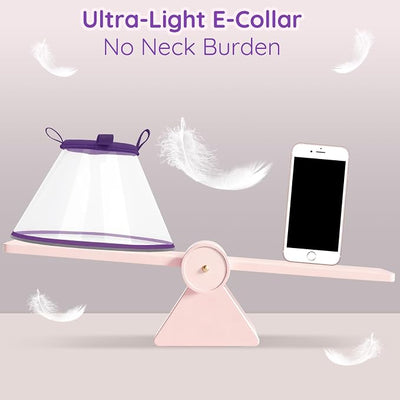 Clear Dog Cone for Small Dogs After Surgery, Adjustable E-Collar to Stop Licking with Padded Neck for Chihuahua,etc, Soft Recovery Collar with Reflective Trim for Night Visibility, Purple XXS