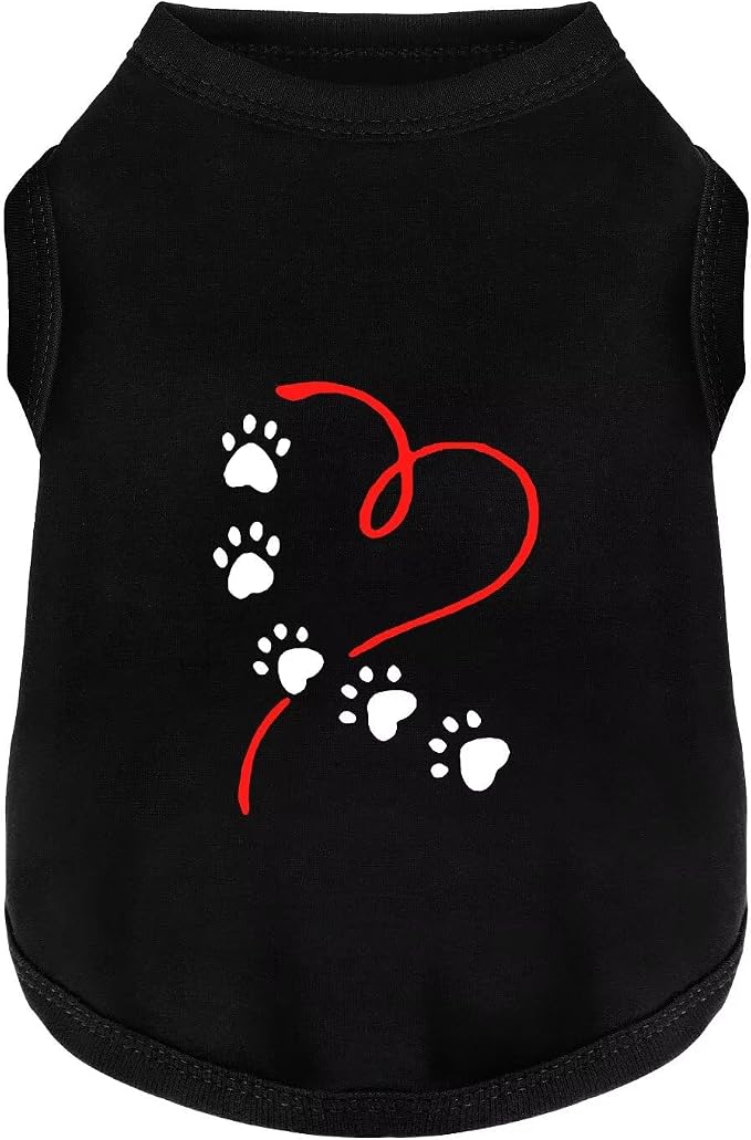 Discover Cozy Cotton Canine Wear: Soft, Lightweight, and Breathable Dog Shirt Vest with Eye-Catching Graphics (Heart and Paw, Keeping Your Furry Friend Warm！Black 3XL