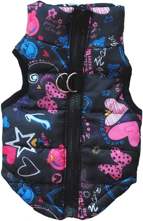 Winter Waterproof Windproof Vest Coat for Cold Weather - Warm Jacket for Small Medium Dogs (Not Suitable for Big Dogs) Hearts XXS