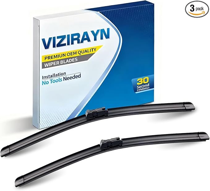 2 pcs 24" 17" Front Windshield Wiper Blades,VIZIRAYN Replacement for GMC Terrain 2010-2017,Chevrolet Equinox 2010-2017, Top Lock (Pack of 2) OEM Quality, All-Season