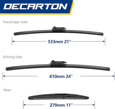 Wiper Blades Replacement for GMC Acadia 2012 | Windshield Wipers-3 Pieces of Car Front and Rear Window Wiper Blade (24+21+11)