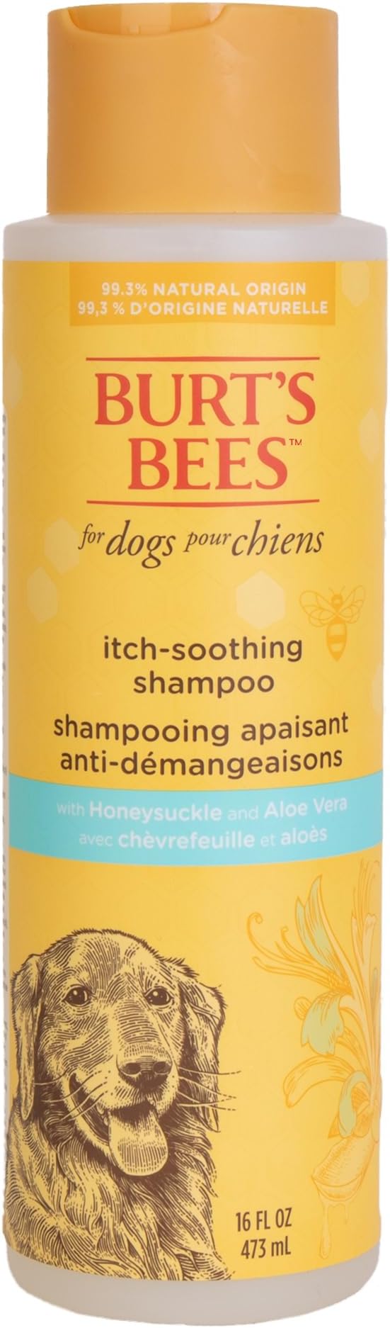 Burt's Bees for Pets Itch Soothing Shampoo with Honeysuckle, 95% Natural Origin, Dog Shampoo for Itchy Skin Relief, pH Balanced, Free of Sulfates and Parabens, 16 Fl Oz