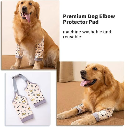 MANON ROSA Dog Elbow Pads – Knee Wrap Front Leg Sleeves for Large Dogs, Wound Protection & Anti-Licking Brace for Injured Legs or Joints (Sleeve Length 9inches, Suit. Wt 55-66lbs, Large, Yellow)