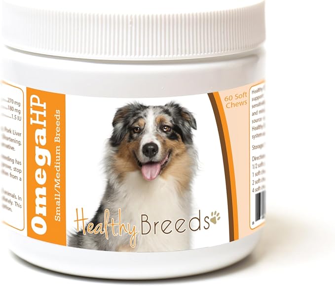 Australian Shepherd Omega HP Fatty Acid Skin and Coat Support Soft Chews 60 Count