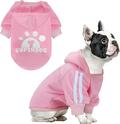 Dog Hoodie with Leash Hole, Pet Clothes Puppy Sweatshirt Dog Pullover Stylish Cat Apparel for Small Medium Dogs and Cats (Pink, X-Large)