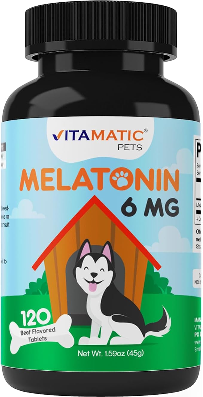 Melatonin for Dogs - 6 mg - 120 Beef Flavored Chewable Tablets ((Pack of 1))