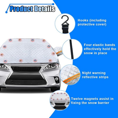 Car Windshield Snow Cover, Waterproof Car Windshield Frost Cover with Side Mirrors Protector, Windproof Winter Cover for Ice and Snow with Magnetic Edge for Car, SUV, RV and Truck