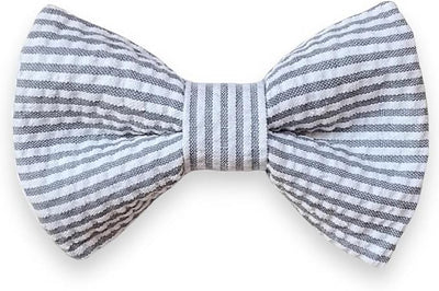 Detachable Dog Bow Tie, Slide-On Pet Bowtie for Collars, Stylish Durable Dog Lover Accessory Small, Medium & Large Dogs (Gray Seersucker, Small (3.5in Wide))